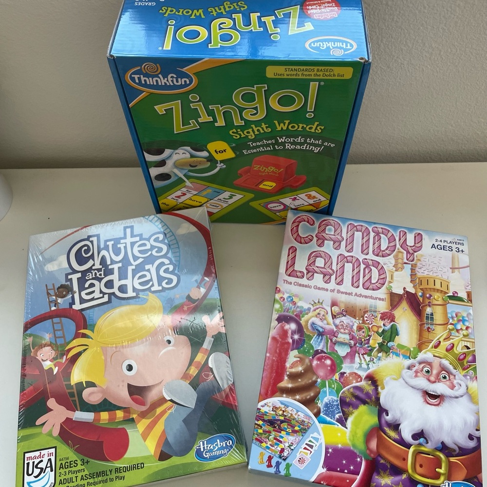 Zingo! / Candy Land / Chutes and Ladders - Kids Toddler’s First Games Bundle Set